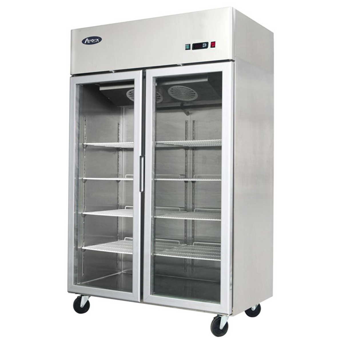 Atosa YCF9402GR Slimline Double Glass Door Upright Fridge 900ltrs