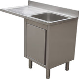 Stainless Steel Single Bowl Sink Unit With Left Drainer &Amp; Cabinet 1200×700×950mm | Ylc127 Sbr1