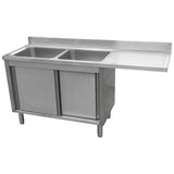 Stainless Steel Double Bowl Sink Unit With Right Drainer &Amp; Cabinet 1600×700×950mm | Ylc167 Sbl2