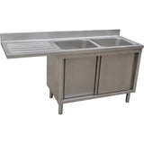 Stainless Steel Double Bowl Sink Unit With Left Drainer &Amp; Cabinet 1600×700×950mm | Ylc167 Sbr2