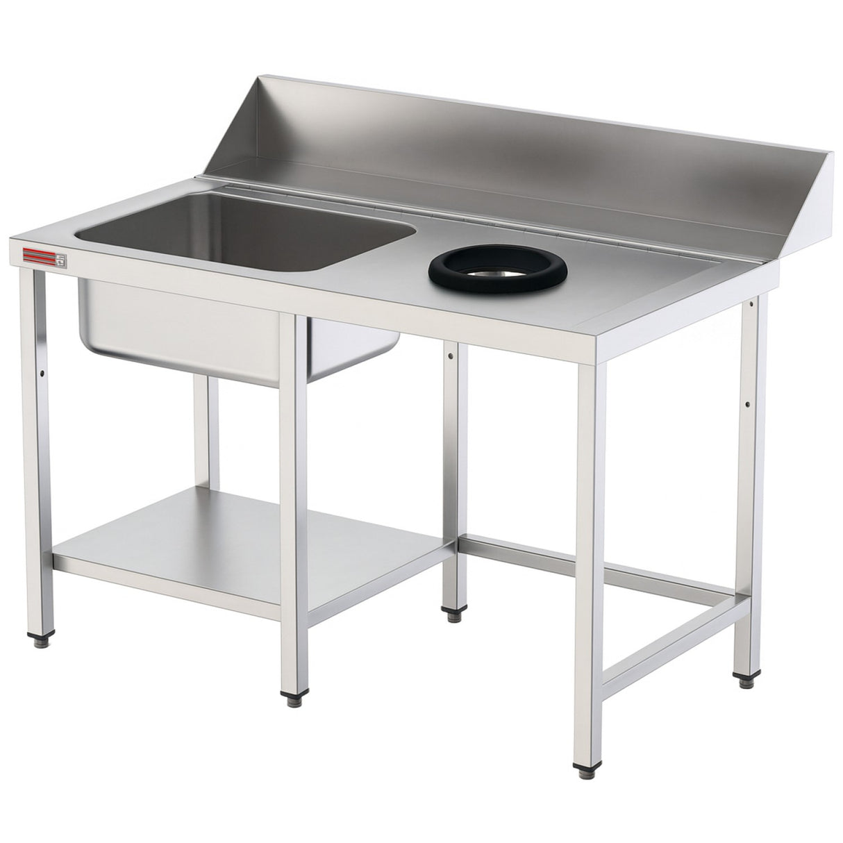 Commercial Stainless Steel Sink With Waste Hole And Splashback 1200x750x970 | Yls1275 B1 Dr