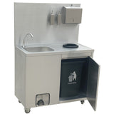 Mobile Stainless Steel Hygiene Station With Pedal Faucet &Amp; Waste Bin 1000x500x1350mm | Ylsyt105