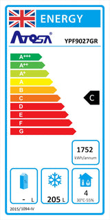 Atosa YPF9027GR Two Door Undercounter Freezer 270ltrs