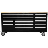 Widebody Heavy Duty 72&Quot; Steel Rolling Tool Chest With Wooden Worktop 17 Drawers 1978x610x1000mm Black | Yzm108