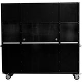 Heavy Duty 72&Quot; Steel Rolling Tool Chest With Wooden Worktop &Amp; Upper Cabinet &Amp; Pegboard 15 Drawers 1978x515x1828mm Black | Yzm112