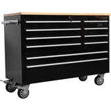Heavy Duty 48&Quot; Steel Rolling Tool Chest With Wooden Worktop 10 Drawers 1369x486x909mm Black | Yzm124