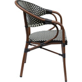 Bistro Rattan Chair Double Tube Aluminium Brown &Amp; Wood Finish |  Zf2000 C