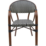 Bistro Rattan Chair Double Tube Aluminium Brown &Amp; Wood Finish |  Zf2000 C