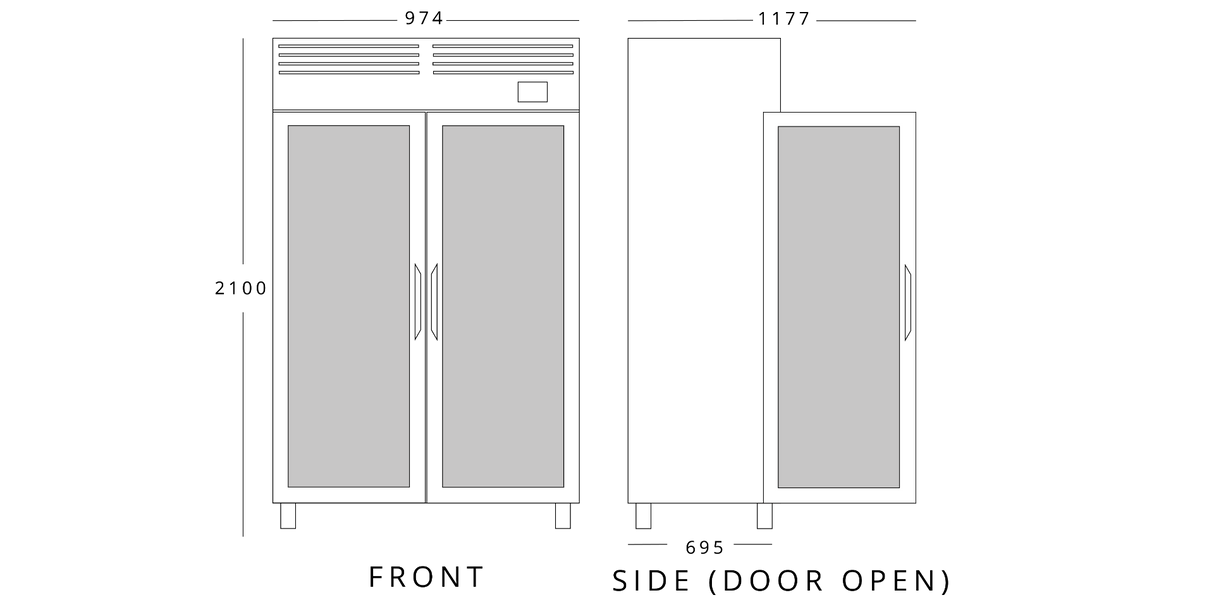 Double Glass Door Gastronorm Refrigerator 745 L