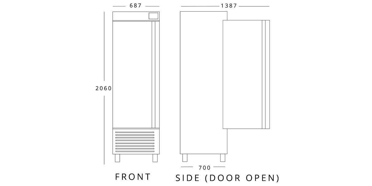 Double Door Reach In Refrigerator 1110 L