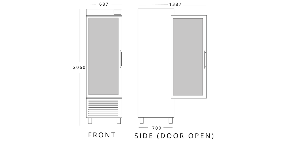 Double Glass Door Freezer 1110 L