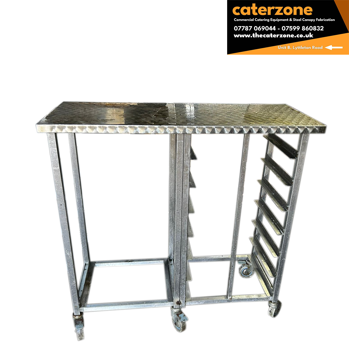 Work table with bakery tray racking 114x48x110cm - Used – Caterzone