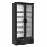 Black Upright Double Hinged Glass Door Bottle Cooler (Wine Shelves)