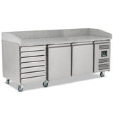 Double Hinged Door Pizza Prep Counter With Neutral Drawers