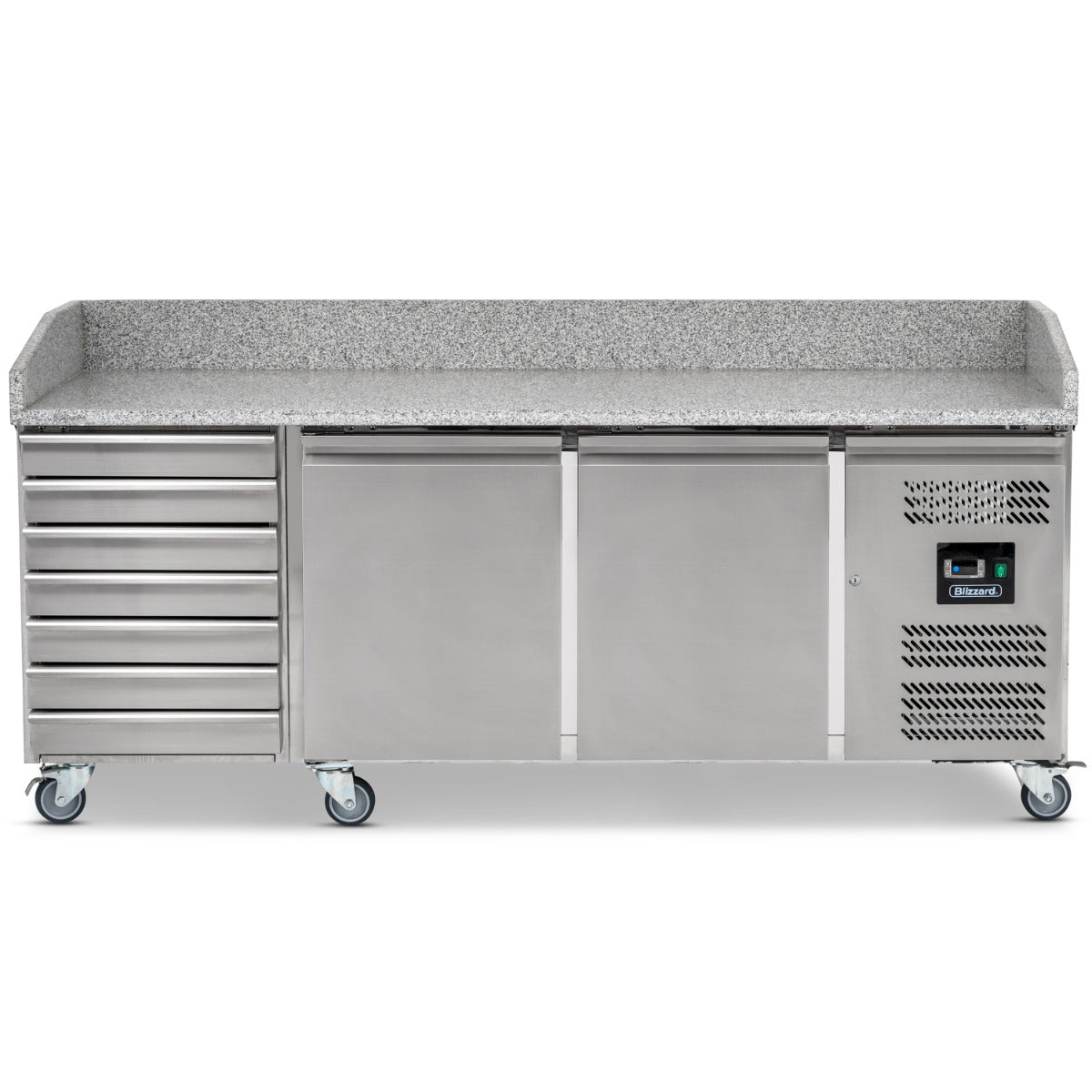 Double Hinged Door Pizza Prep Counter With Neutral Drawers