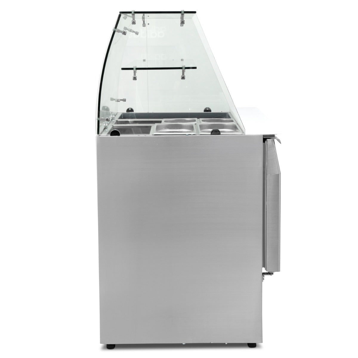 Double Hinged Door Refrigerated Prep Counter With Glass Canopy