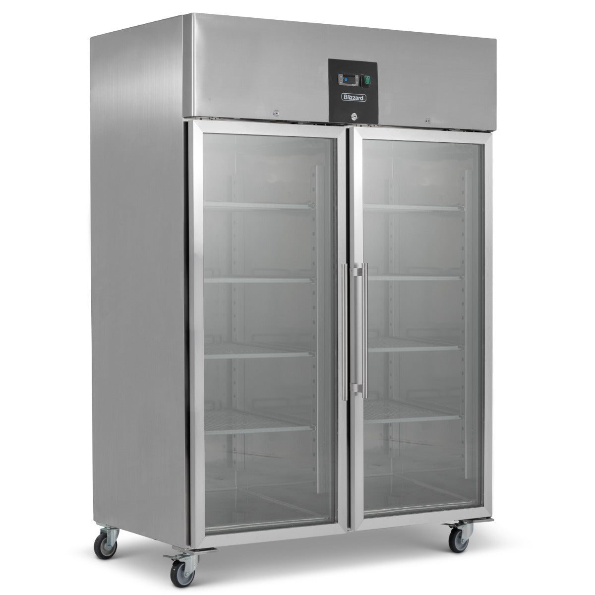 Upright Double Hinged Glass Door Gastronorm Refrigerator