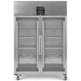 Upright Double Hinged Glass Door Gastronorm Refrigerator