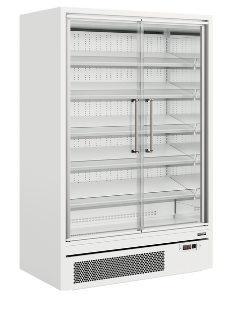 Tefcold Multideck with Doors 629L, 2-Door Glass, -1 to +5°C – Galaxy+ GP14FGD White