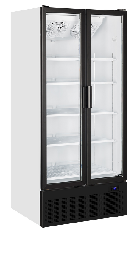 Tefcold Glass Door Merchandiser 535L, 2-Door Glass, +2 to +10°C – FS890H