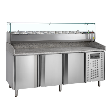 Tefcold Pizza Table with Topping Unit +2 to +10°C – PT1300 + GVC38-200