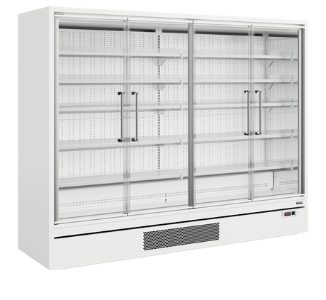 Tefcold Multideck with Doors 1258L, 4-Door Glass, -1 to +5°C – Galaxy+ GP26FGD White