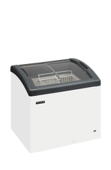 - - Sliding Curved Glass Lid Chest Freezer - FOCUS 73 GREY