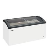 - - Sliding Curved Glass Lid Chest Freezer - FOCUS 151 GREY