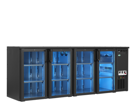 Serrco High-End Backbar Cooler 574L, 4-Door Glass, +2 to +10°C – SCL-2222GMU+