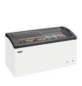 - - Sliding Curved Glass Lid Chest Freezer - FOCUS 151 GREY