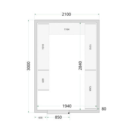 Tefcold Cold Room Panels 80 Mm Solid Door – Cold Room 210x300x220 WD