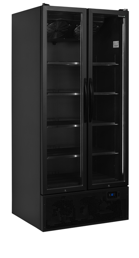 Tefcold Bottle Cooler 535L, 2-Door Glass, +2 to +10°C – FS890H BLACK