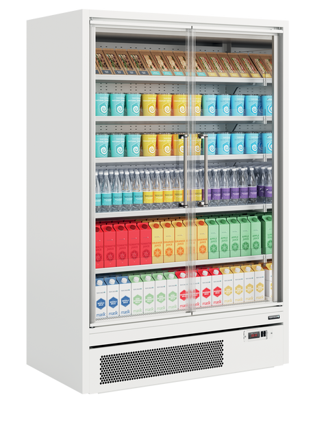 Tefcold Multideck with Doors 629L, 2-Door Glass, -1 to +5°C – Galaxy+ GP14FGD White – image 2