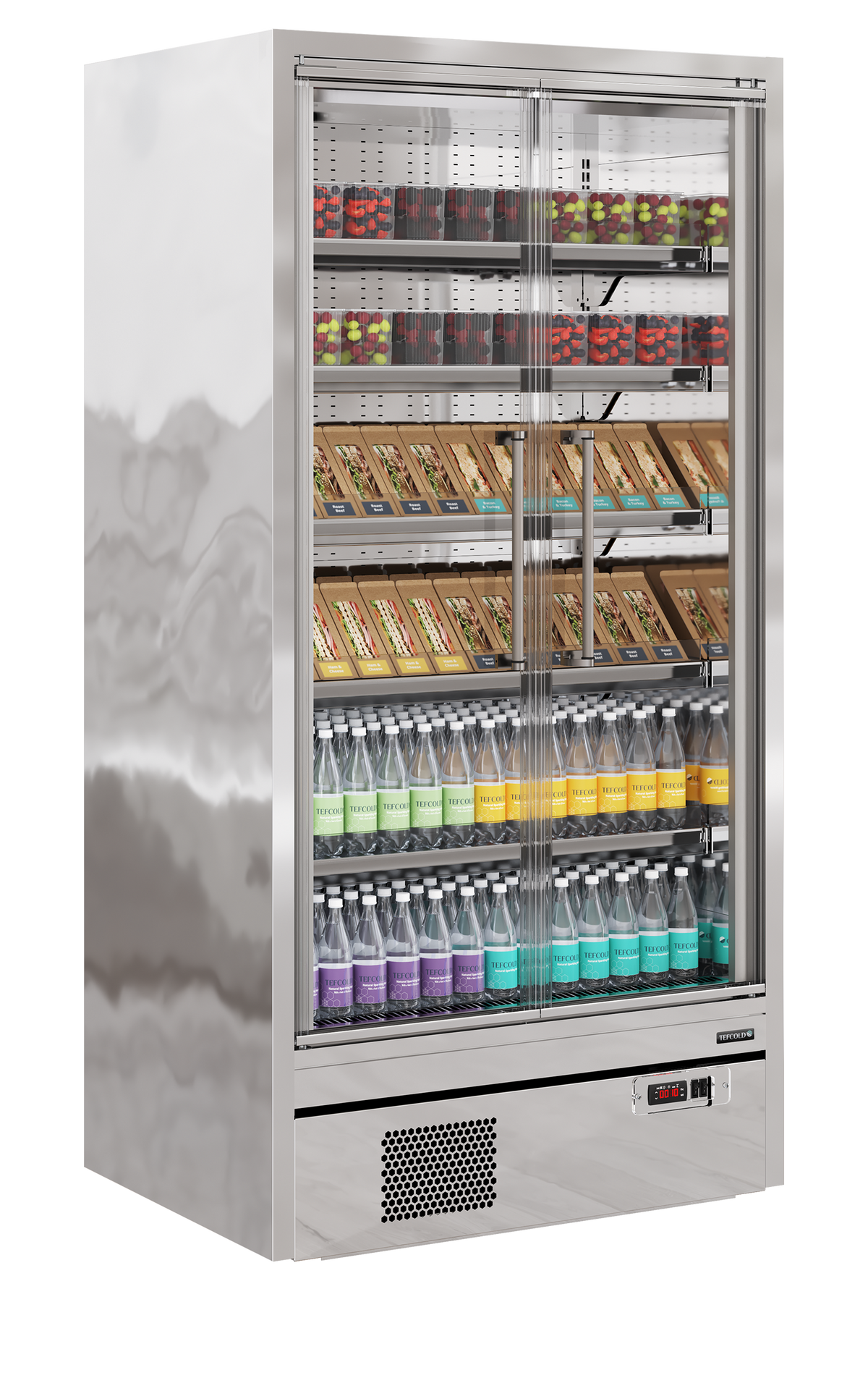 Tefcold Multideck with Doors 472L, 2-Door Glass, -1 to +5°C – Galaxy+ GP10FGD SS