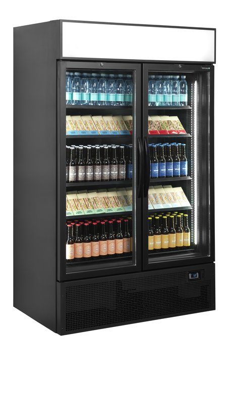 Tefcold Glass Door Merchandiser 645L, 2-Door Glass, +2 to +10°C – FSC1200H BLACK – image 2