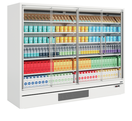 Tefcold Multideck with Doors 1258L, 4-Door Glass, -1 to +5°C – Galaxy+ GP26FGD White – image 2