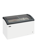 - - Sliding Curved Glass Lid Chest Freezer - FOCUS 131 GREY