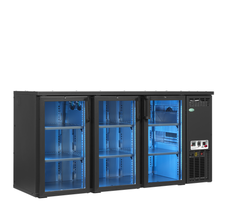Serrco High-End Backbar Cooler 422L, 3-Door Glass, +2 to +10°C – SCL-222GMU+