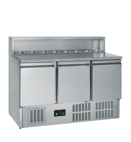 G-Line Gastronorm Prep Counter 368L, 3-Door Solid, +2 to +10°C – GP93