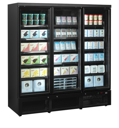 Tefcold Display Freezer 1090L, 3-Door Glass, -18 to -22°C – Atom Maxi F3DBB – image 2