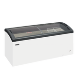 - - Sliding Curved Glass Lid Chest Freezer - FOCUS 171 GREY