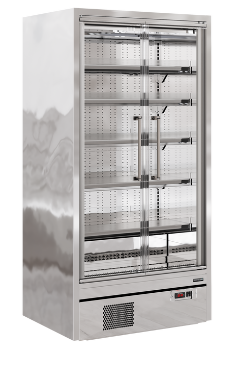 Tefcold Multideck with Doors 472L, 2-Door Glass, -1 to +5°C – Galaxy+ GP10FGD SS
