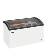 - - Sliding Curved Glass Lid Chest Freezer - FOCUS 131 GREY