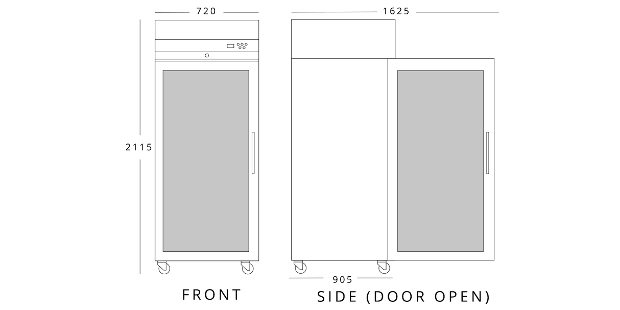 Single Glass Door Heavy Duty 2/1 Freezer 654 L