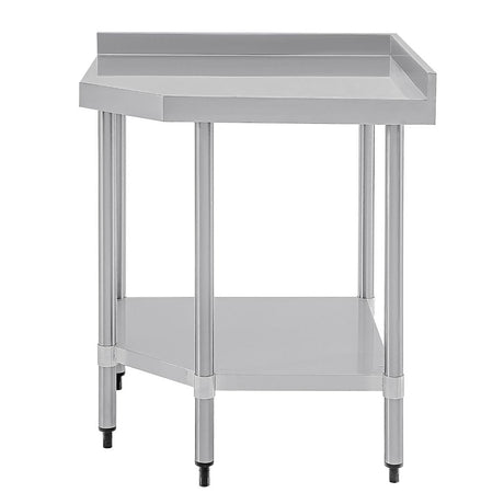 Vogue Stainless Steel Corner Table 800x600mm