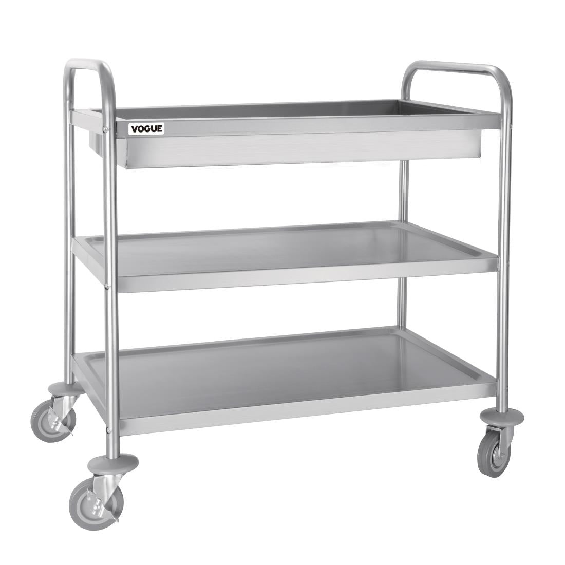 Vogue Stainless Steel 3-Tier Deep Tray Clearing Trolley