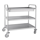Vogue Stainless Steel 3-Tier Deep Tray Clearing Trolley