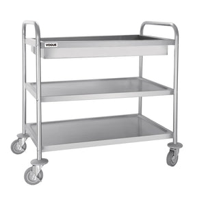Vogue Stainless Steel 3-Tier Deep Tray Clearing Trolley