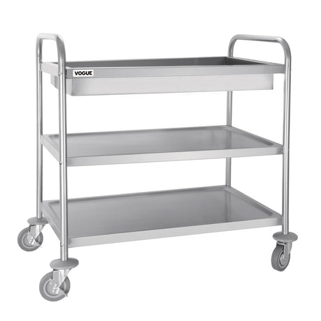 Vogue Stainless Steel 3-Tier Deep Tray Clearing Trolley