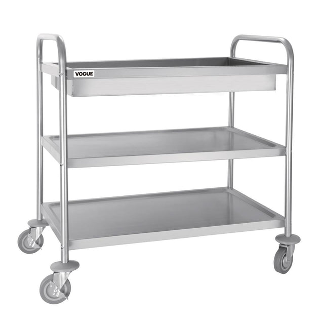 Vogue Stainless Steel 3-Tier Deep Tray Clearing Trolley